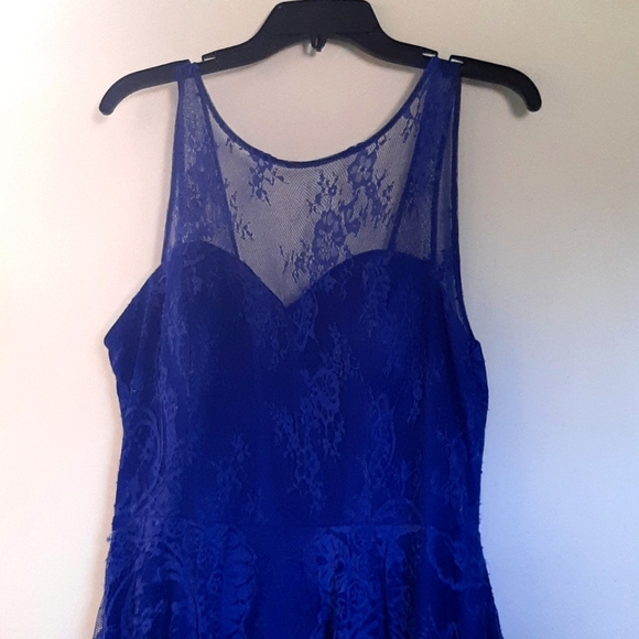 A royal blue high-low dress worn twice for homecoming. - Picture 1 of 2
